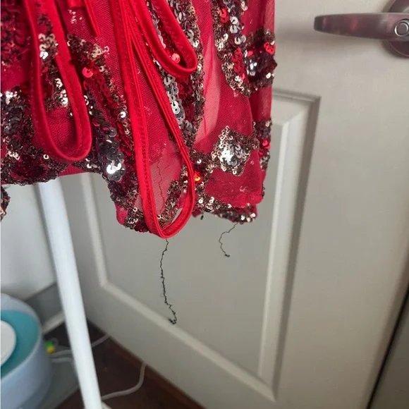 Red Sequin Embellished Skirt 4 piece set The Lumi Shop - Picture 9 of 11